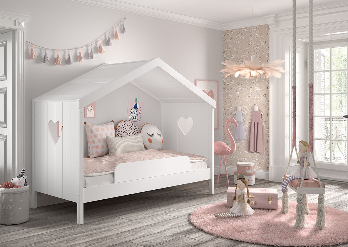 LUCEVI - Amori 90 Huisbed Zonder Rug + Lattenbodem - Wit - 90x200 cm