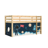 LUCEVI - Pino Halfhoogslaper H115CM + Ladder + Space Shuttle Gordijntjes - Bruin - 90x200 cm