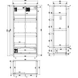 LUCEVI - Alex 2 Deurs Kleerkast 200x100x55cm - Bruin