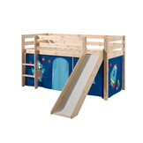 LUCEVI - Pino Halfhoogslaper + Ladder + Glijbaan + Astro Gordijntjes - Bruin - 90x200 cm