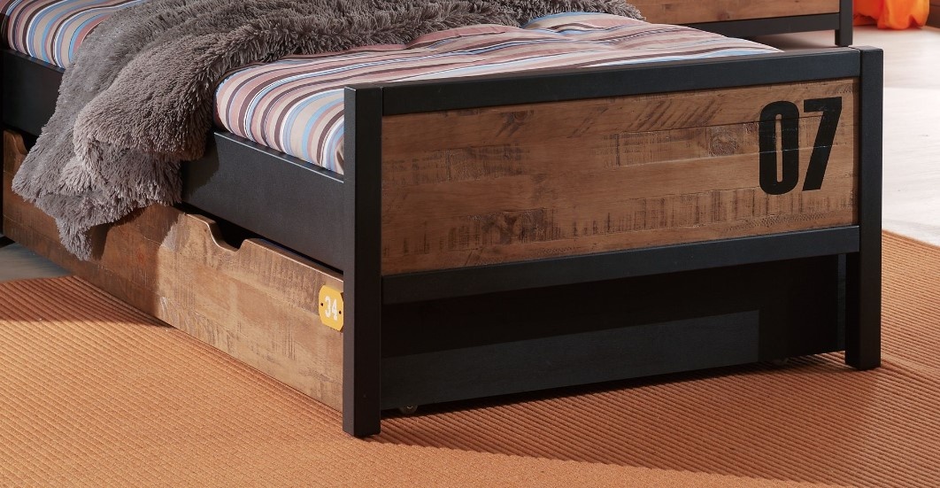 LUCEVI - Alex bed + Lattenbodem + Rolbed + Nachtkastje + 3 Deurs Kleerkast - Bruin - 90x200 cm