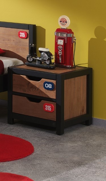 LUCEVI - Alex bed + Lattenbodem + Rolbed + Nachtkastje + 3 Deurs Kleerkast - Bruin - 90x200 cm