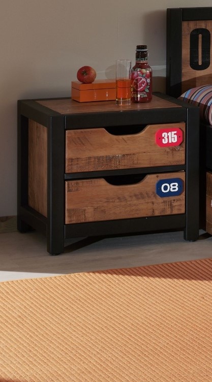 LUCEVI - Alex bed + Lattenbodem + Rolbed + Nachtkastje + 3 Deurs Kleerkast - Bruin - 90x200 cm