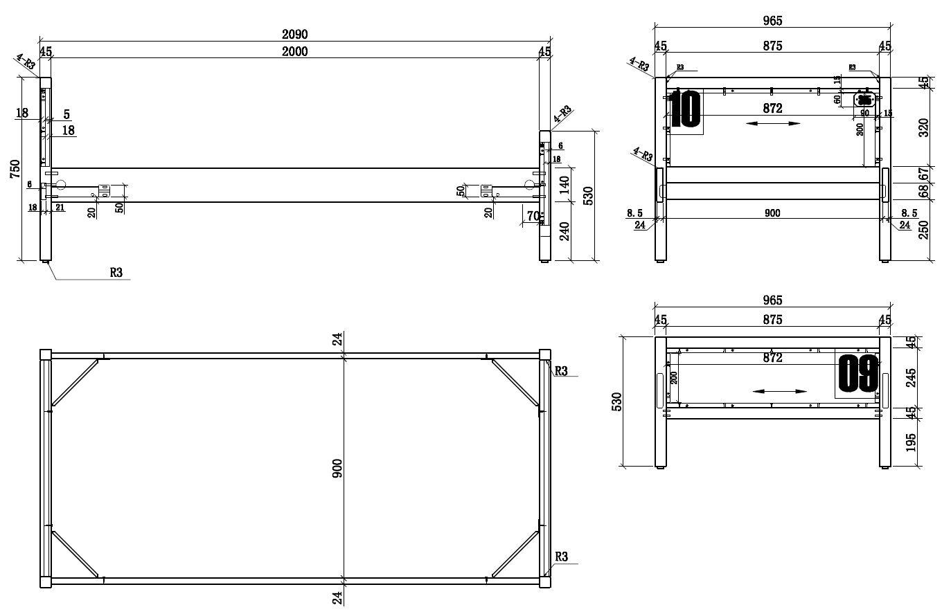 LUCEVI - Alex bed + Lattenbodem + Rolbed + Nachtkastje + 3 Deurs Kleerkast - Bruin - 90x200 cm
