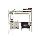 LUCEVI - Pino Mezzanine Bed + Ladder + Commode 4 Laden + Slaapfauteuil - Wit - 140x200 cm