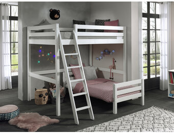 LUCEVI - Pino Mezzanine bed 140x200 cm + Ladder + Bed 90x200 cm - Wit