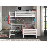 LUCEVI - Pino Mezzanine bed 140x200 cm + Ladder + Bed 90x200 cm - Wit