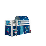 LUCEVI - Pino Halfhoogslaper + Ladder + Astro Gordijntjes + 3 Zakjes + Astro Tunnel - Wit - 90x200 cm