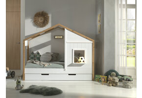 LUCEVI - Babs 91 Huisbed + Rolbed - Wit - 90x200 cm