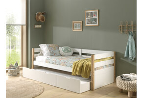 LUCEVI - Margrit Kajuitbed + Rolbed - Wit - 90x200 cm