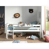 LUCEVI - Pino Halfhoogslaper H85CM + Ladder + Hangplank - Wit - 90x200 cm