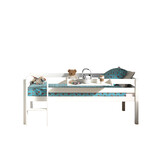 LUCEVI - Pino Halfhoogslaper H85CM + Ladder + Hangplank - Wit - 90x200 cm