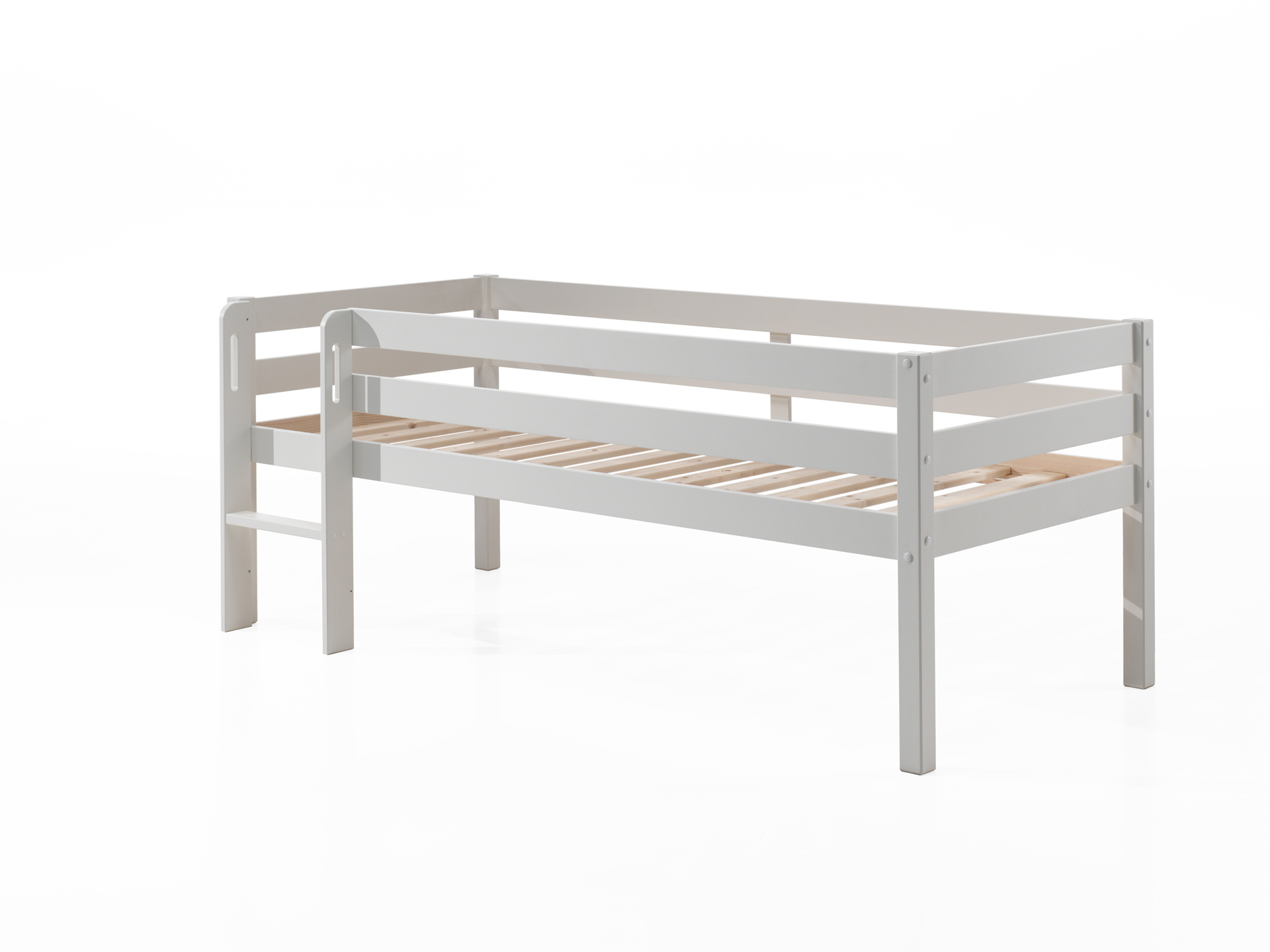 LUCEVI - Pino Halfhoogslaper H85CM + Ladder + Hangplank - Wit - 90x200 cm