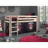 LUCEVI - Pino Halfhoogslaper + Ladder + Pirates Gordijntjes - Bruin - 90x200 cm