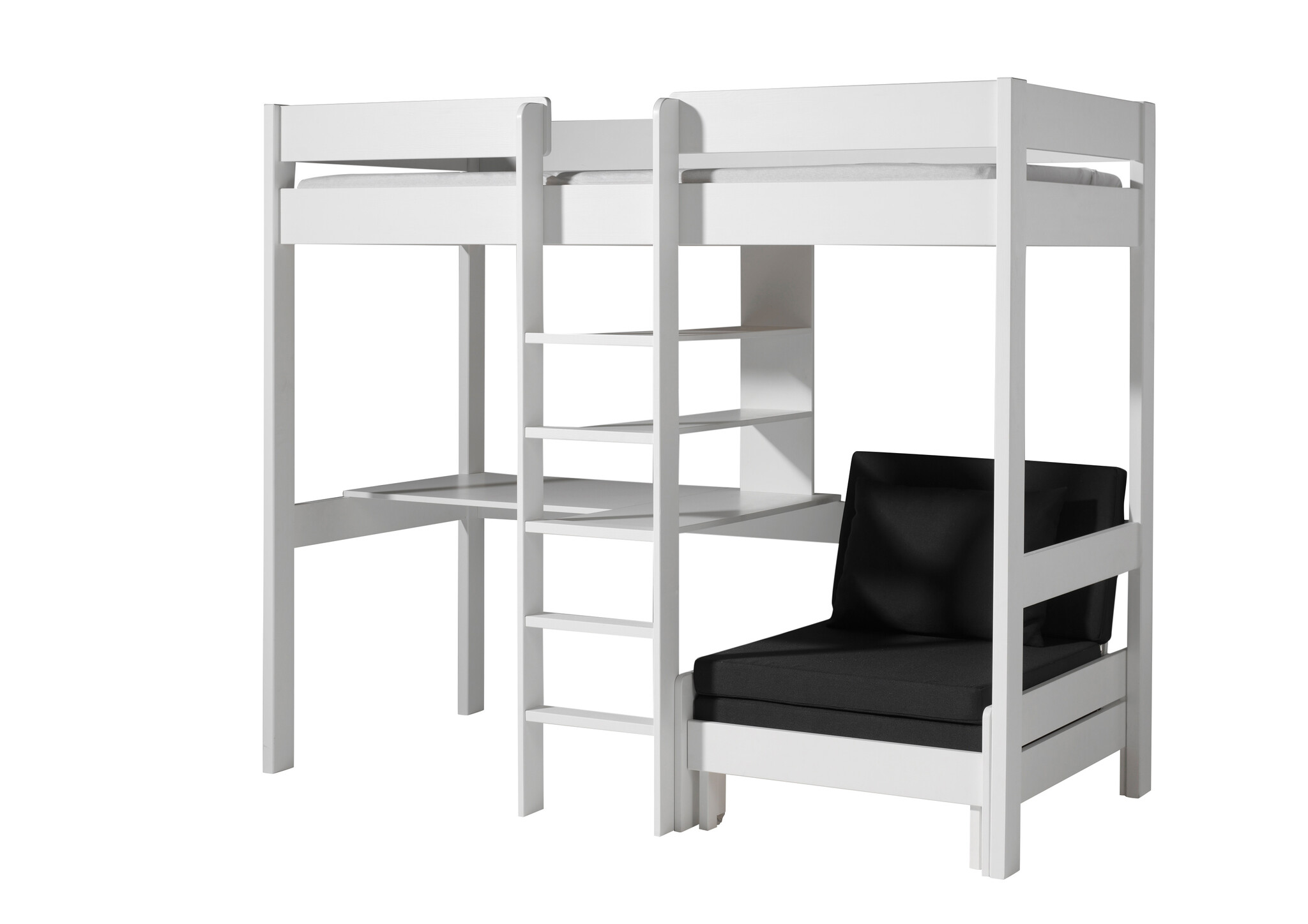 LUCEVI - Pino Mezzanine bed + Slaapfauteuil + Matras - Wit - 90x200 cm