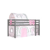 LUCEVI - Pino Halfhoogslaper H115CM + Ladder + Birdy Gordijntjes + 3 Zakjes + Birdy Tunnel - Grijs - 90x200 cm