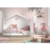 LUCEVI - Amori 91 Huisbed Met Rug + Lattenbodem + Rolbed - Wit - 90x200 cm