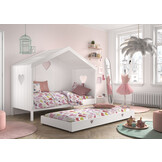 LUCEVI - Amori 91 Huisbed Met Rug + Lattenbodem + Rolbed - Wit - 90x200 cm