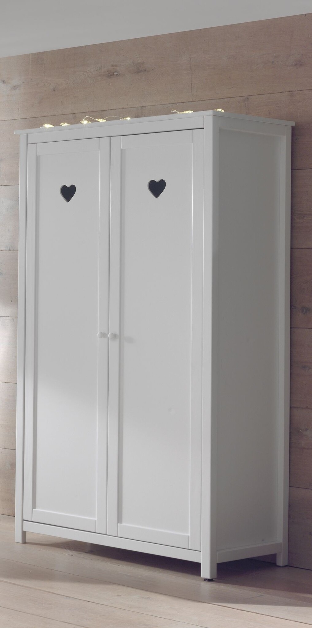 LUCEVI - Amori bed + Lattenbodem + Nachtkastje + 2 Deurs Kleerkast + Bureau + Boekenkast - Wit - 90x200 cm