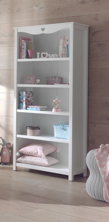LUCEVI - Amori bed + Lattenbodem + Nachtkastje + 2 Deurs Kleerkast + Bureau + Boekenkast - Wit - 90x200 cm