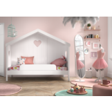 LUCEVI - Amori 91 Huisbed Met Rug + Lattenbodem + Uitvalbeveiliging - Wit - 90x200 cm