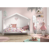 LUCEVI - Amori 91 Huisbed Met Rug + Lattenbodem + Uitvalbeveiliging - Wit - 90x200 cm
