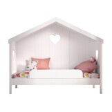 LUCEVI - Amori 91 Huisbed Met Rug + Lattenbodem + Uitvalbeveiliging - Wit - 90x200 cm