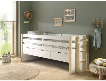 LUCEVI - Margrit Kajuitbed met 3 laden 90x200cm - Wit