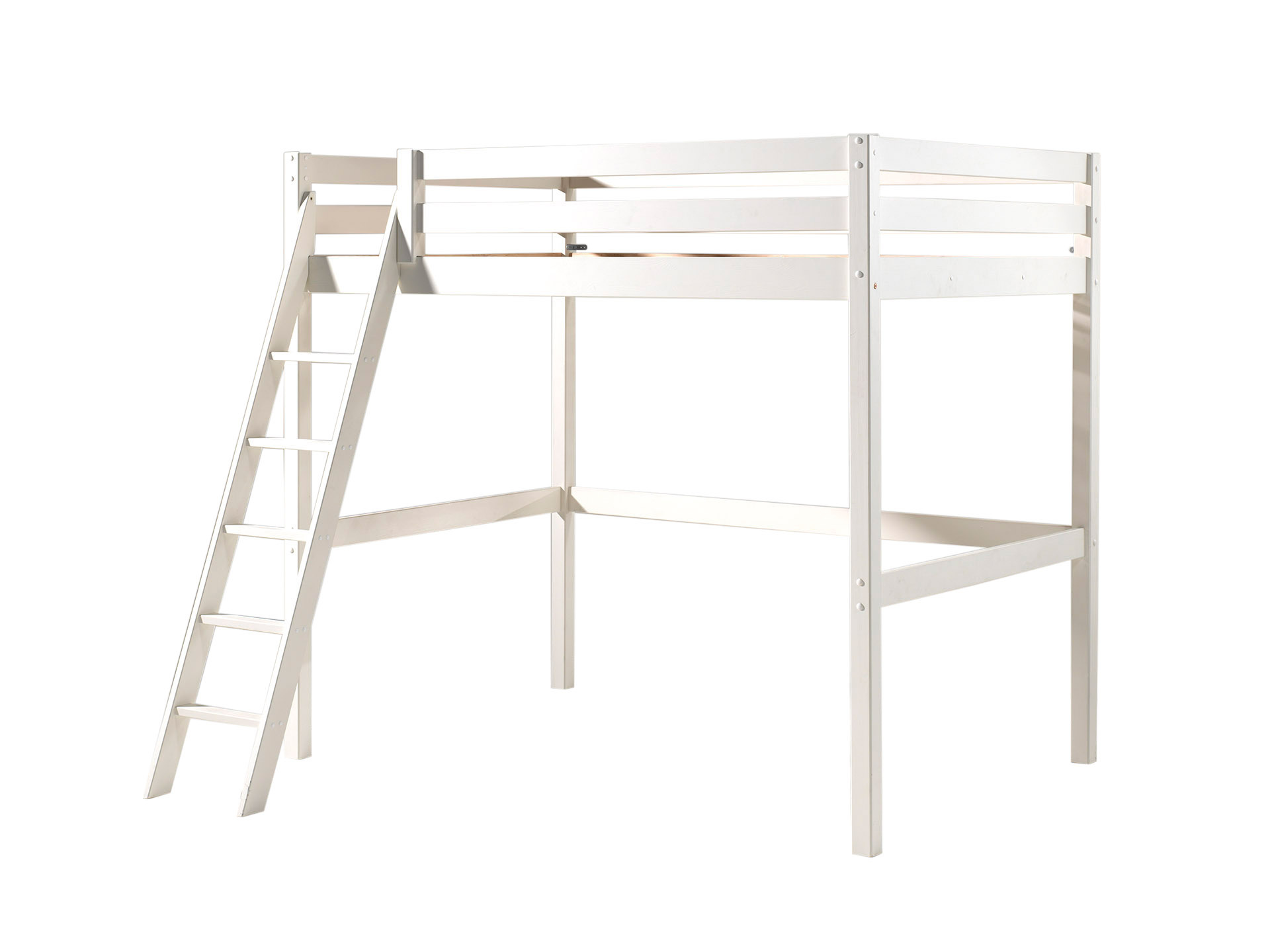 LUCEVI - Pino Mezzanine Bed + Ladder + Boekenkast + Slaapfauteuil - Wit - 140x200 cm