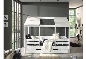LUCEVI - Housebed 09 Huisbed + Rolbed - Wit - 90x200 cm