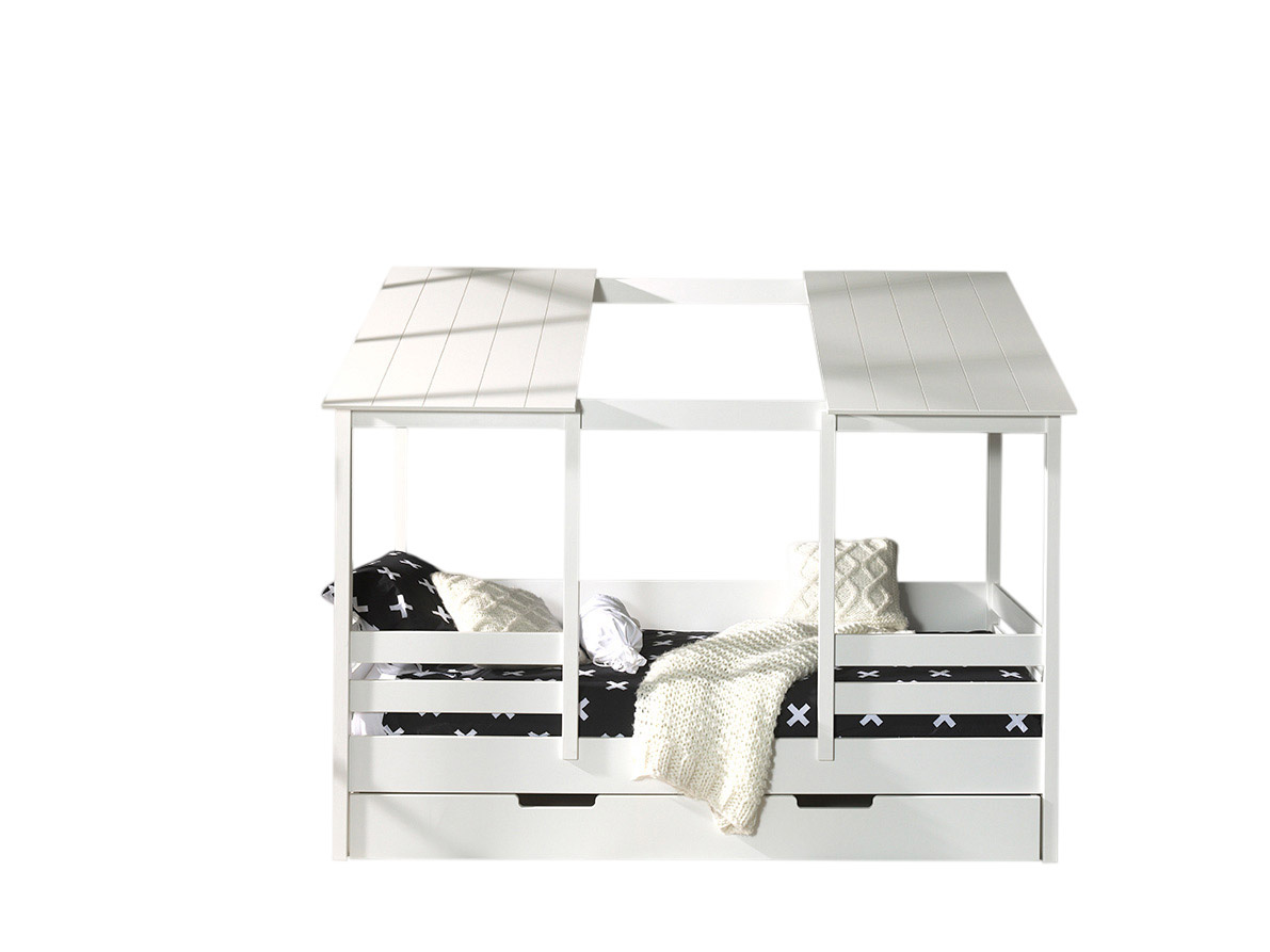 LUCEVI - Housebed 09 Huisbed + Rolbed - Wit - 90x200 cm