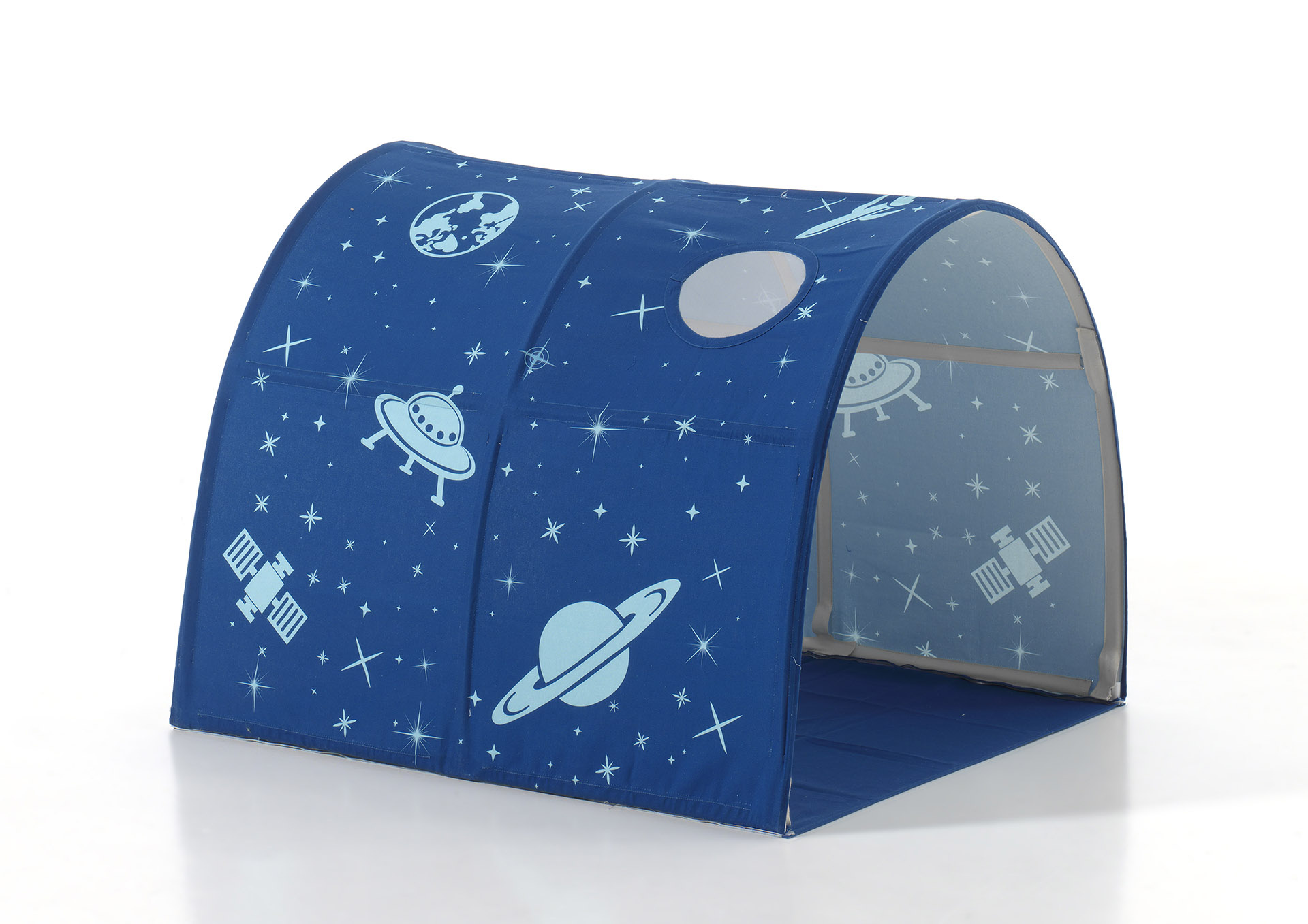 LUCEVI - Pino Halfhoogslaper H115CM + Ladder + Astro Gordijntjes + 3 Zakjes + Astro Tunnel - Grijs - 90x200 cm
