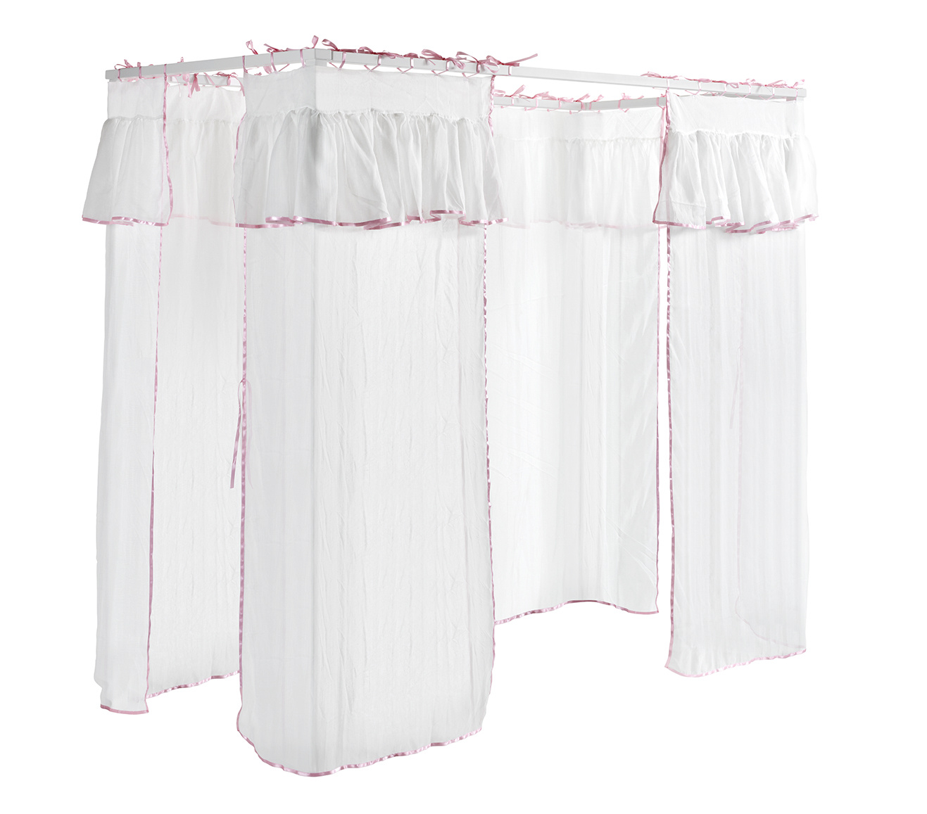 LUCEVI - Amori hemelbed + Lattenbodem + Nachtkastje + 2 Deurs Kleerkast + Bedlinnen - Wit - 90x200 cm