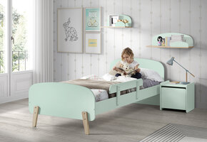 LUCEVI - Kiddy bed + Nachtkastje + Hangplankjes + Uitvalbeveiliging - Mint Green - 90x200 cm