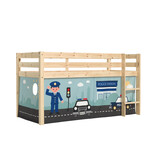 LUCEVI - Pino Halfhoogslaper H115CM + Ladder + Police Gordijntjes - Bruin - 90x200 cm