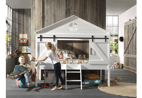 LUCEVI - Barnie Huisbed + Lattenbodem - Wit - 90x200 cm