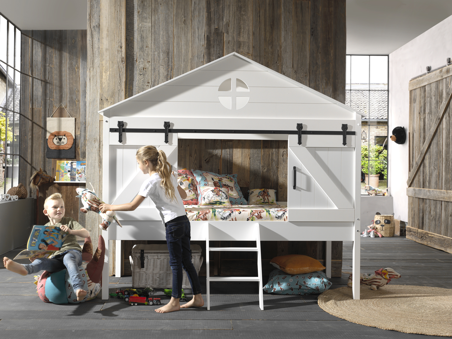 LUCEVI - Barnie Huisbed + Lattenbodem - Wit - 90x200 cm