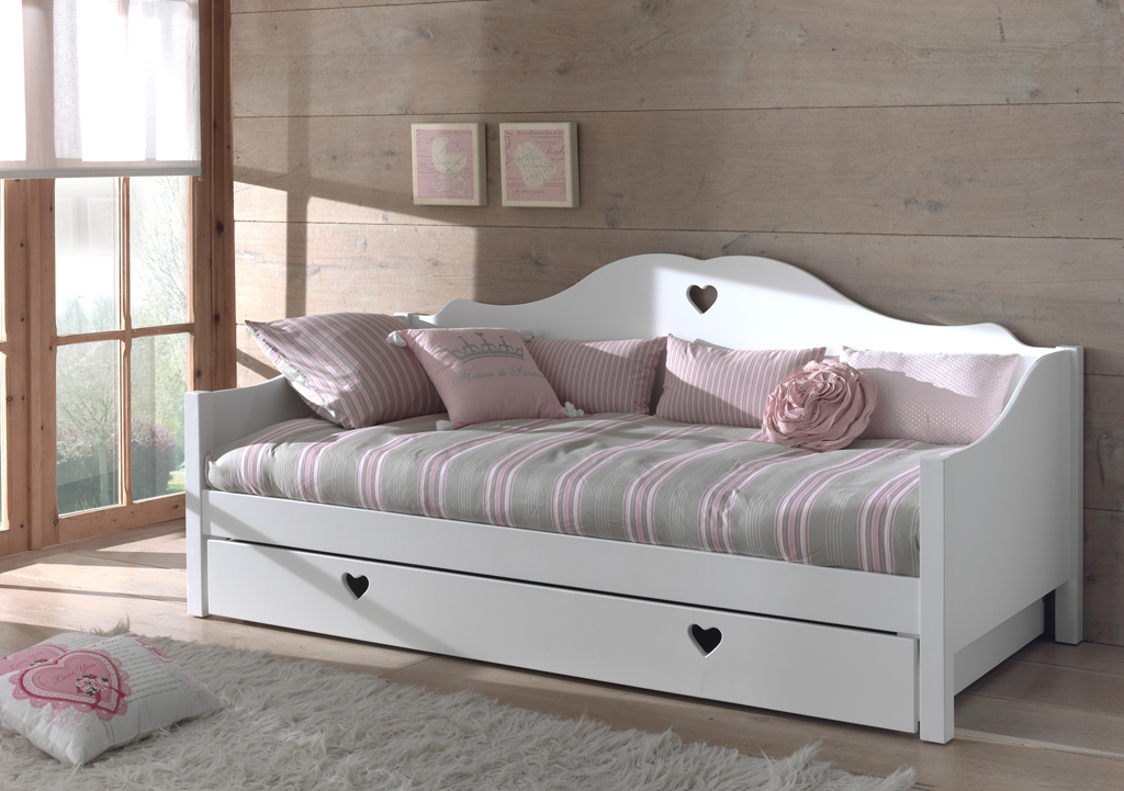 LUCEVI - Amori Kajuitbed + Lattenbodem + Rolbed - Wit - 90x200 cm
