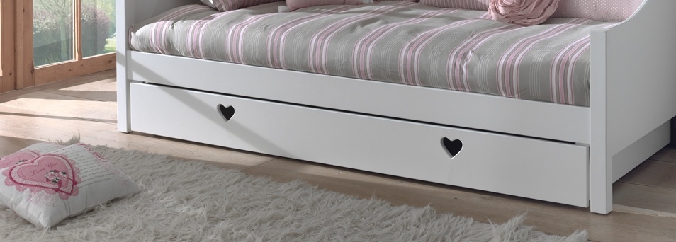 LUCEVI - Amori Kajuitbed + Lattenbodem + Rolbed - Wit - 90x200 cm