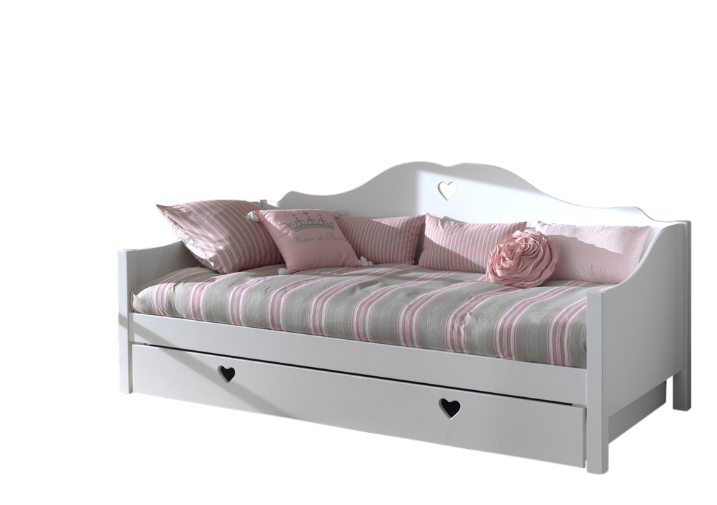 LUCEVI - Amori Kajuitbed + Lattenbodem + Rolbed - Wit - 90x200 cm