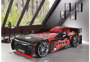 LUCEVI - Carbeds MRX Bed + Matras - Zwart/Rood - 90x200 cm