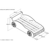 LUCEVI - Carbeds MRX Bed + Matras - Zwart/Rood - 90x200 cm