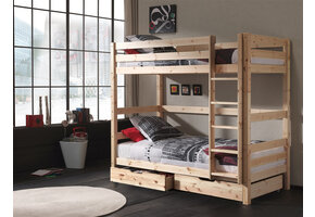 LUCEVI - Pino Stapelbed H180CM + 2 Lades + Ladder - Bruin - 90x200 cm