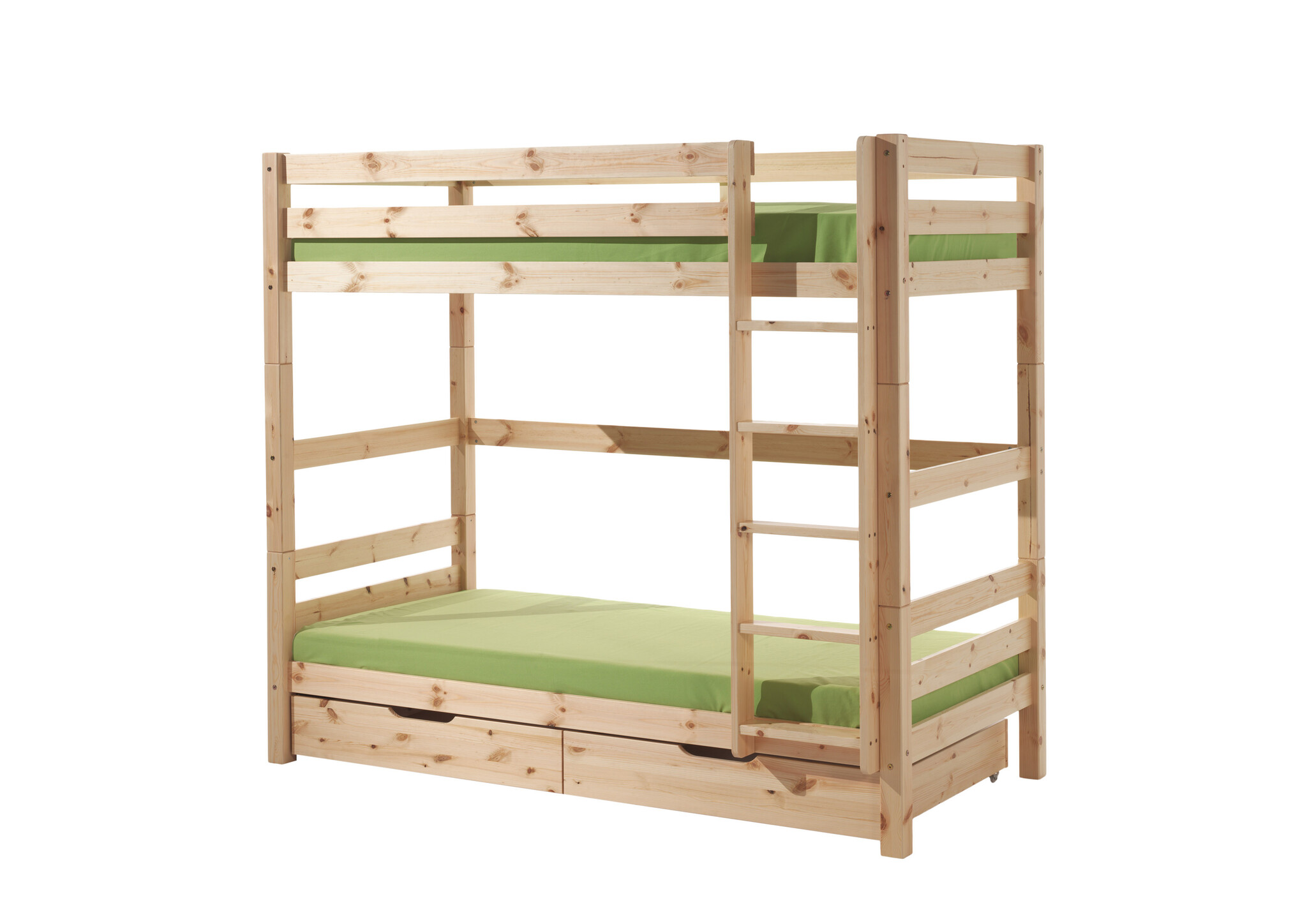LUCEVI - Pino Stapelbed H180CM + 2 Lades + Ladder - Bruin - 90x200 cm