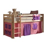 LUCEVI - Pino Halfhoogslaper + Ladder + Bella Gordijntjes - Bruin - 90x200 cm