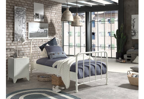 LUCEVI - Bronxx bed + Nachtkastje - Wit - 90x200 cm