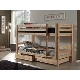 LUCEVI - Pino Stapelbed H140CM + 2 Lades + Ladder - Bruin - 90x200 cm