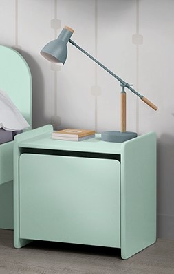 LUCEVI - Kiddy bed + Nachtkastje + Uitvalbeveiliging + Speelkoffer - Mint Green - 90x200 cm