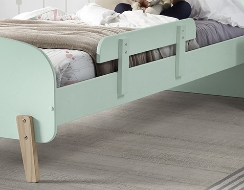 LUCEVI - Kiddy bed + Nachtkastje + Uitvalbeveiliging + Speelkoffer - Mint Green - 90x200 cm
