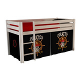 LUCEVI - Pino Halfhoogslaper + Ladder + Set van Piraten Gordijntjes - Wit - 90x200 cm